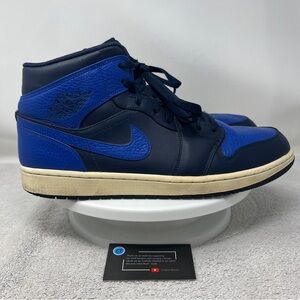Nike Air Jordan 1 Mid Obsidian Game Royal 2017 Sneakers 554724-412 Men's 13 Blue